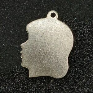 Vintage Sterling Silver Girl Silhouette Pendant Charm ¾" 1.7g .925